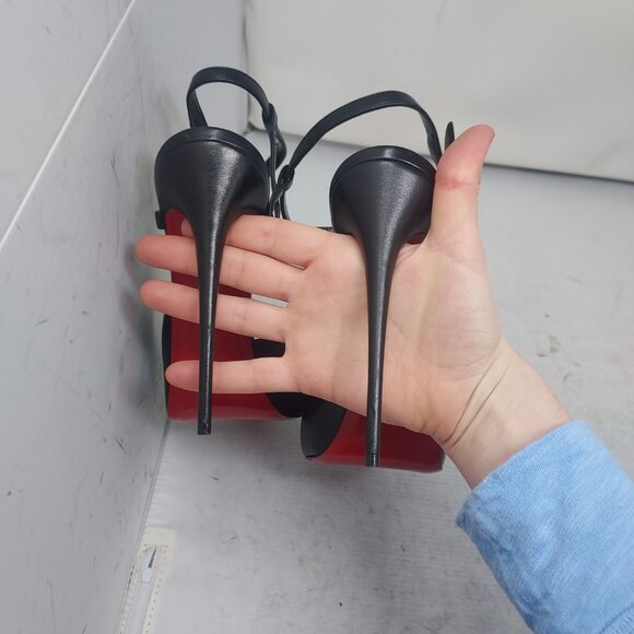 Christian Louboutin Black Jenlove Alta Peep Toe Sandal Heel Shoe - Picture 10 of 12